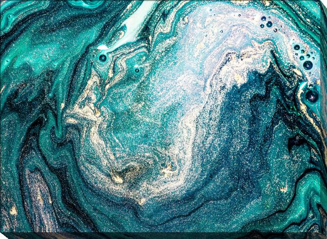 Paintings on canvas Turquoise and gold stains