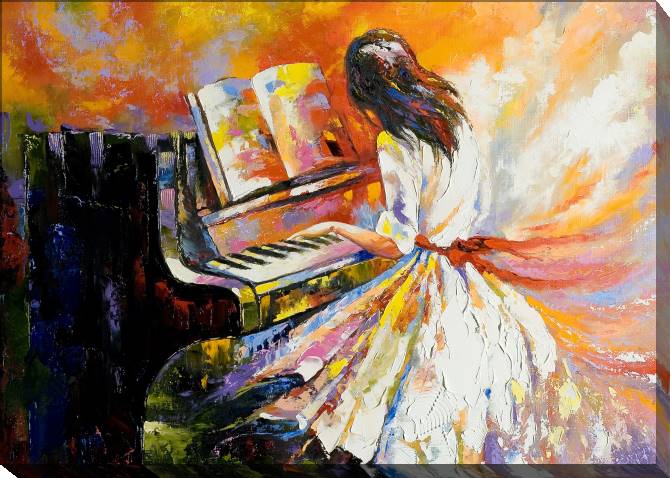 Paintings on canvas Girl and a piano