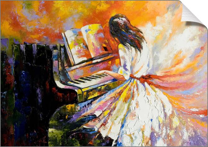 Купить и печать на заказ Картины на холсте Девушка и пианино