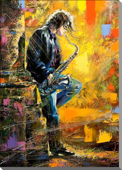 Купить и печать на заказ Картины на пластике, пеноркартоне Парень и саксофон