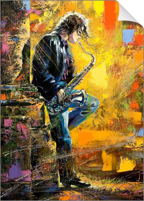 Купить и печать на заказ Картины на холсте Парень и саксофон