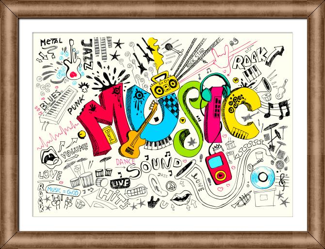 Купить и печать на заказ Картины в рамке, багете Music