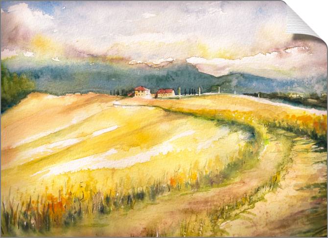 Картины на холсте Tuscan hills watercolor