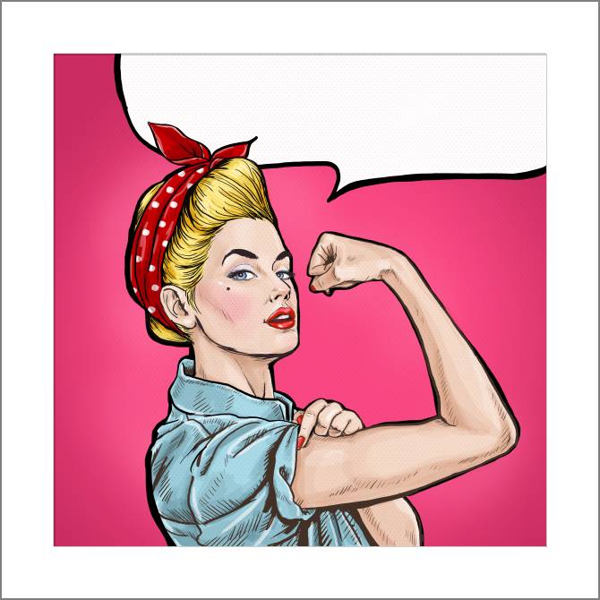 Купить и печать на заказ Картины, фото с паспарту Комикс арт девушка