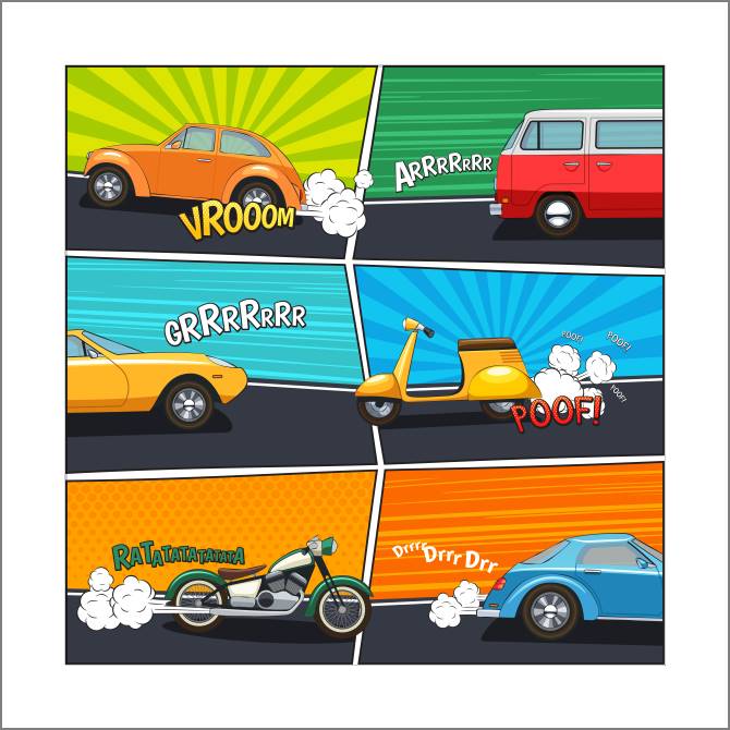 Картины, фото с паспарту Cartoon transport