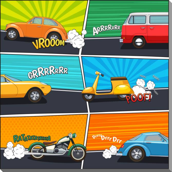 Купить и печать на заказ Картины на пластике, пеноркартоне Комикс транспорт