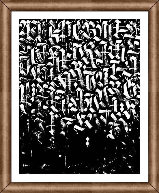 Купить и печать на заказ Картины в рамке, багете Готическая каллиграфия