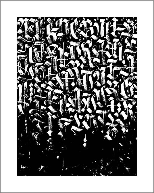 Купить и печать на заказ Картины, фото с паспарту Готическая каллиграфия