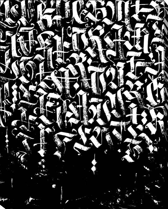 Paintings on canvas Gothic calligraphy