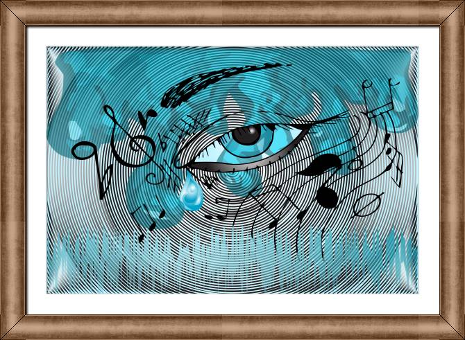 Купить и печать на заказ Картины в рамке, багете Арт ноты и глаз