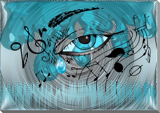 Купить и печать на заказ Картины на пластике, пеноркартоне Арт ноты и глаз