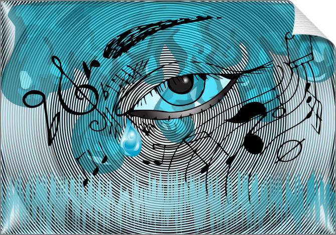 Купить и печать на заказ Картины на холсте Арт ноты и глаз