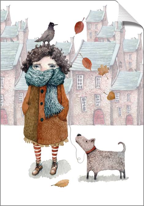 Купить и печать на заказ Картины на холсте Девочка и собака акварель