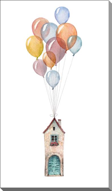 Купить и печать на заказ Картины на пластике, пеноркартоне Домик и шарики