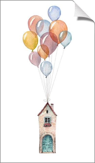 Купить и печать на заказ Картины на холсте Домик и шарики