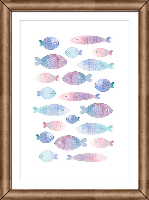 Купить и печать на заказ Репродукции картин Акварельные рыбки