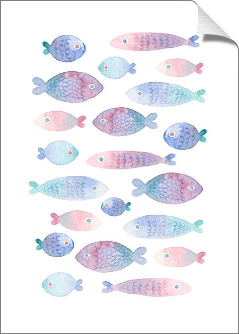 Купить и печать на заказ Картины на холсте Акварельные рыбки