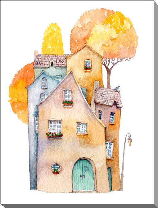 Картины на холсте Watercolor houses