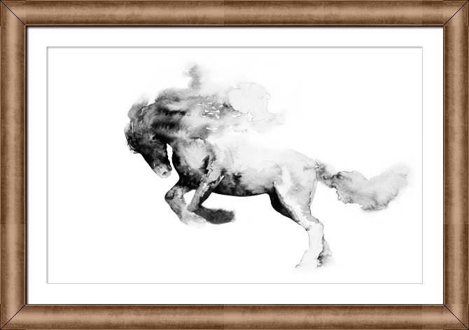 Купить и печать на заказ Картины в рамке, багете Лошадь чернила восточная роспись