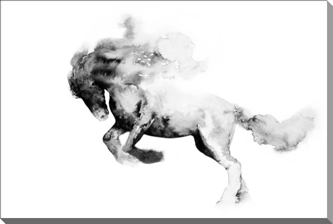 Купить и печать на заказ Картины на пластике, пеноркартоне Лошадь чернила восточная роспись