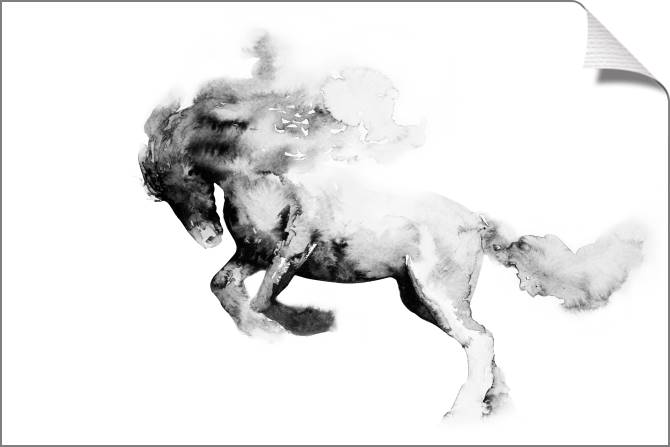 Купить и печать на заказ Картины на холсте Лошадь чернила восточная роспись