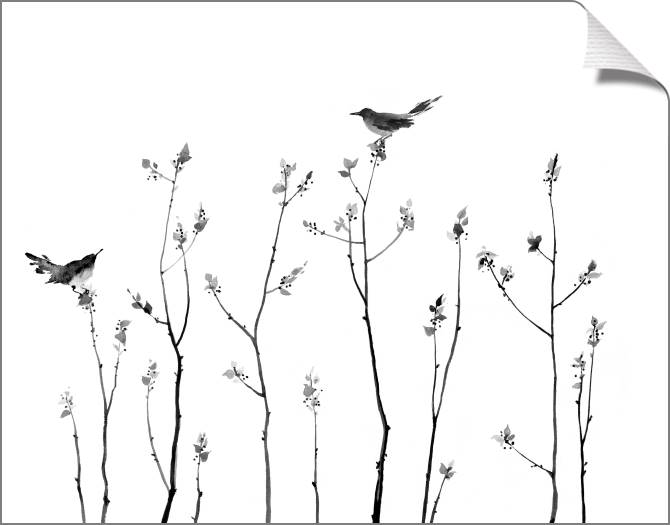 Купить и печать на заказ Картины на холсте Птицы на ветках восточная роспись