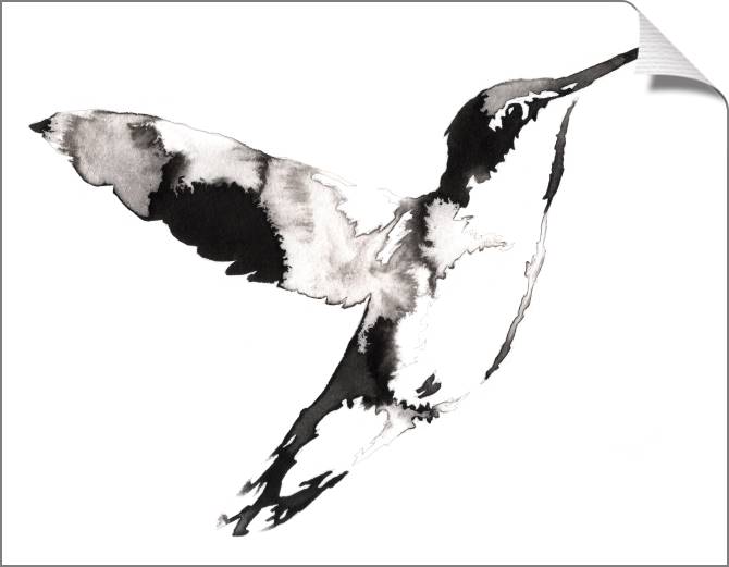 Купить и печать на заказ Картины на холсте Колибри чернила восточная роспись