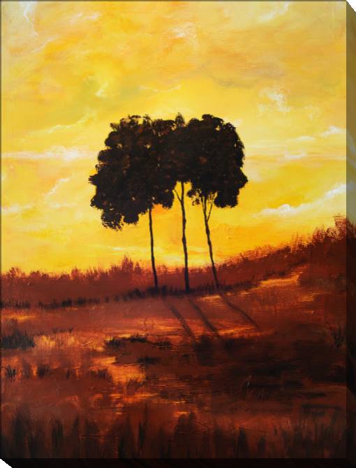 Paintings on canvas Three trees at sunset