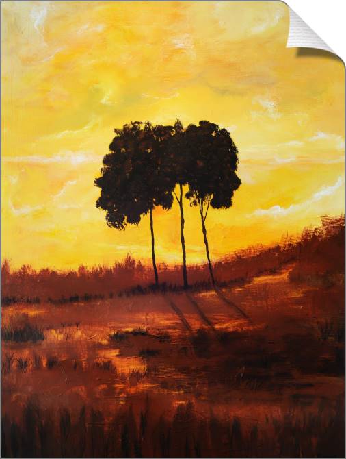 Картины на холсте Three trees at sunset