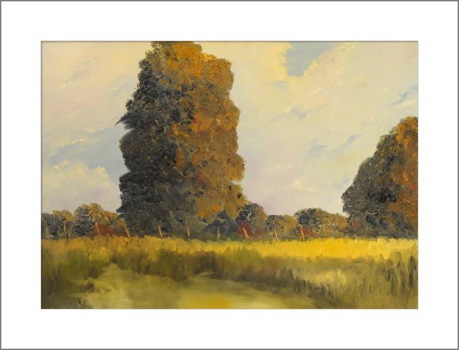 Купить и печать на заказ Картины, фото с паспарту Пейзаж с дубом