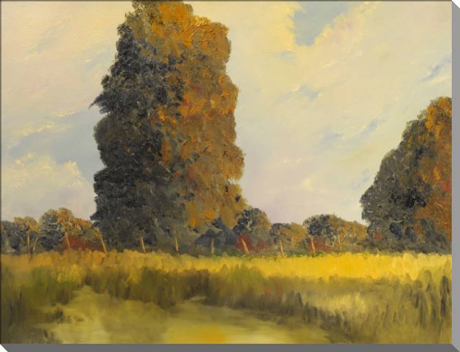 Paintings on plastic, foam cardboard Landscape with oak