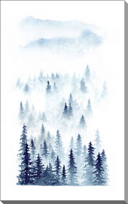 Картины на пластике, пеноркартоне Forest in the mist watercolour