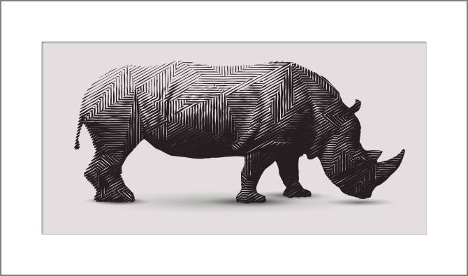 Купить и печать на заказ Картины, фото с паспарту Носорог и геометричный узор