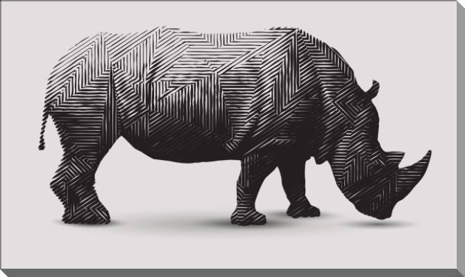 Картины на пластике, пеноркартоне Rhino and geometric pattern