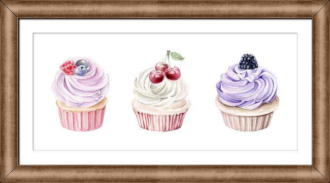 Картины в рамке, багете Cakes watercolor