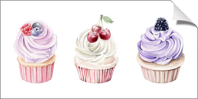 Купить и печать на заказ Картины на холсте Пирожные акварель