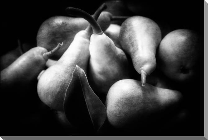 Картины на пластике, пеноркартоне Pears on a black background