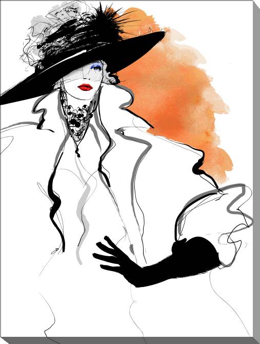 Paintings on canvas Woman in hat sketch