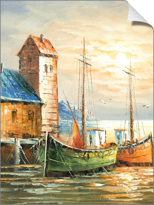 Купить и печать на заказ Картины на холсте Рыбацкий поселок