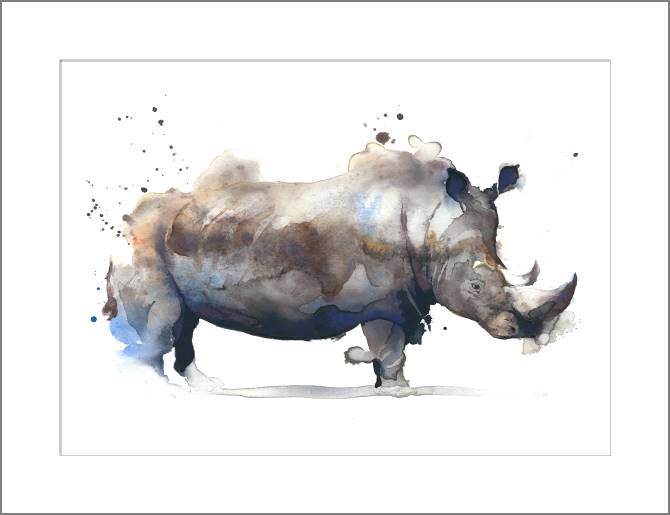 Купить и печать на заказ Картины Акварельный носорог