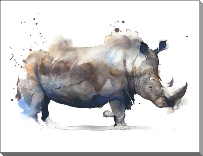 Картины на пластике, пеноркартоне Watercolor Rhino