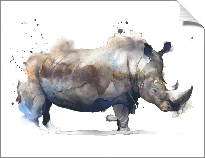 Купить и печать на заказ Картины на холсте Акварельный носорог