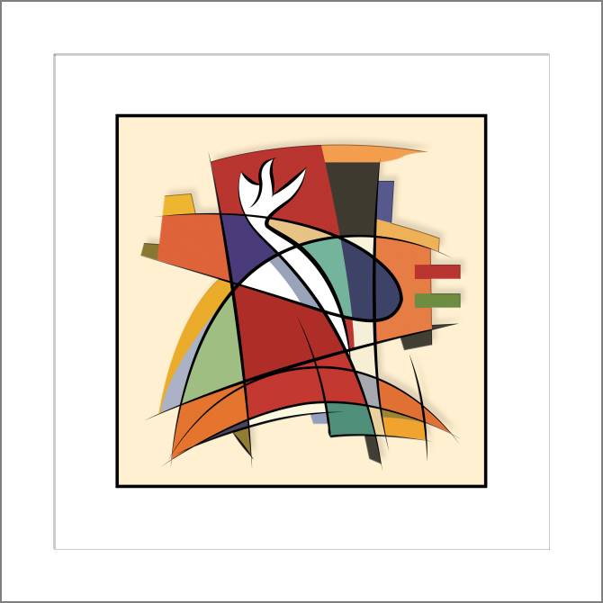 Купить и печать на заказ Картины, фото с паспарту Композиция из линий и пятен