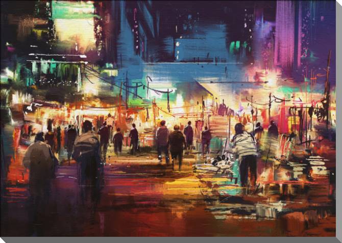 Картины на пластике, пеноркартоне Street in the colorful light