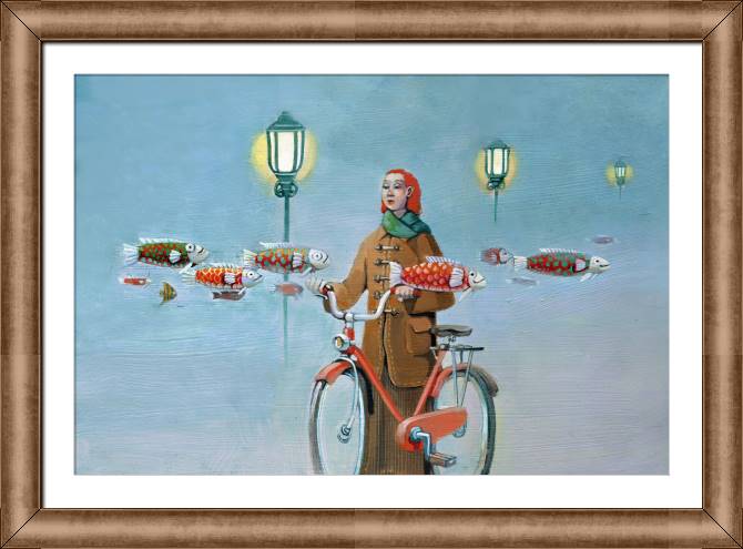 Купить и печать на заказ Картины в рамке, багете Сюрреализм девушка мечтает в парке