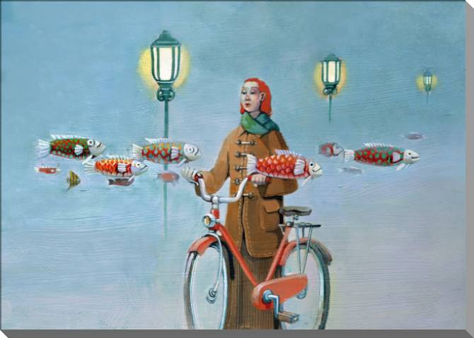 Картины на пластике, пеноркартоне Surrealism girl dreams in the Park