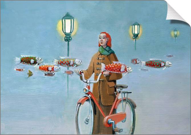 Картины на холсте Surrealism girl dreams in the Park