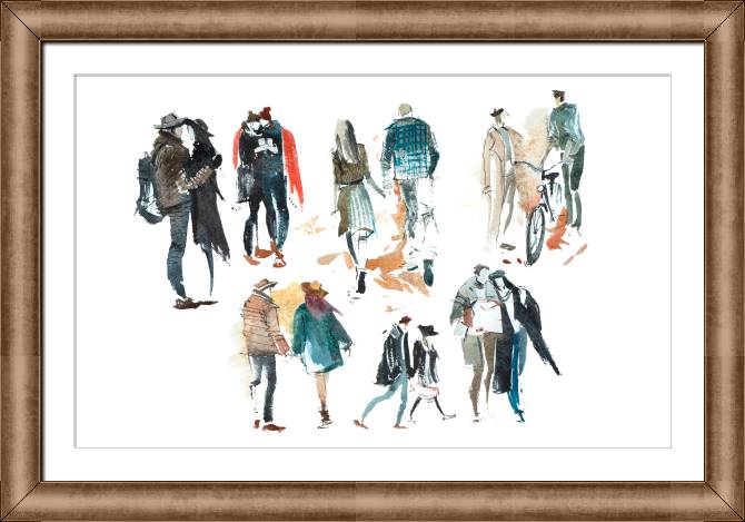 Купить и печать на заказ Картины в рамке, багете Фигуры людей акварельные эскизы