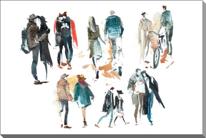 Картины на пластике, пеноркартоне Figures watercolors