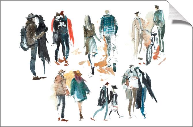 Paintings on canvas Figures watercolors